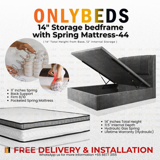 Storage Bed and Mattress 14inc VELVET - [Single/Ssingle/Queen/King] - 44