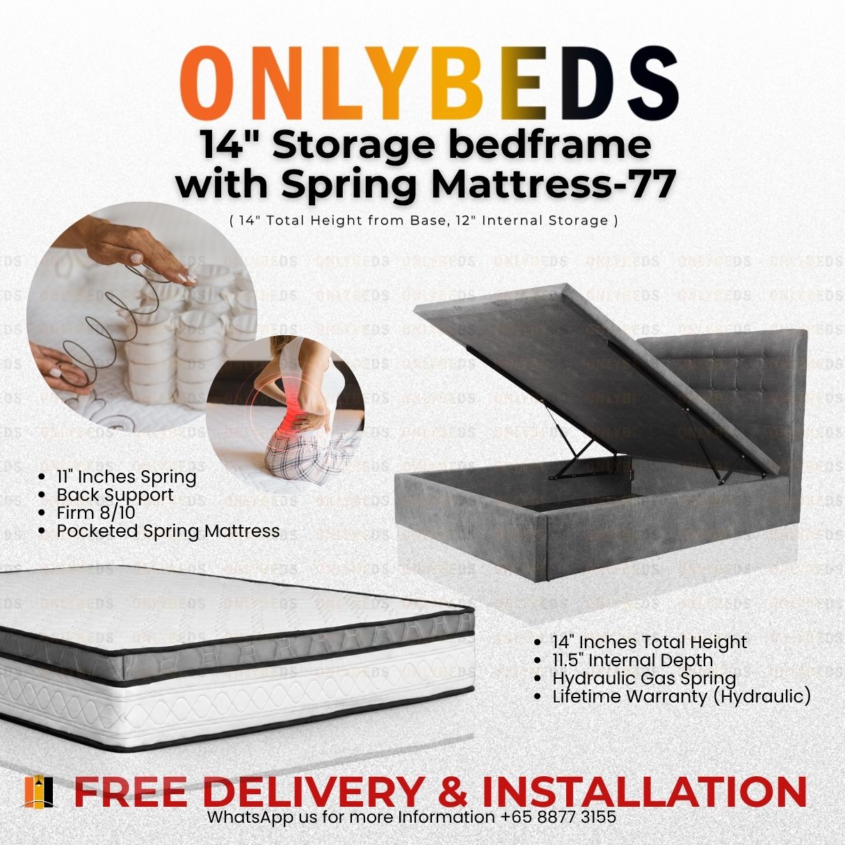 Storage Bed and Mattress VELVET - [Single/Ssingle/Queen/King] - 77