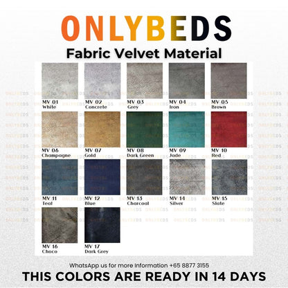 Storage Bed 14inc VELVET - [Single/Ssingle/Queen/King] - 186