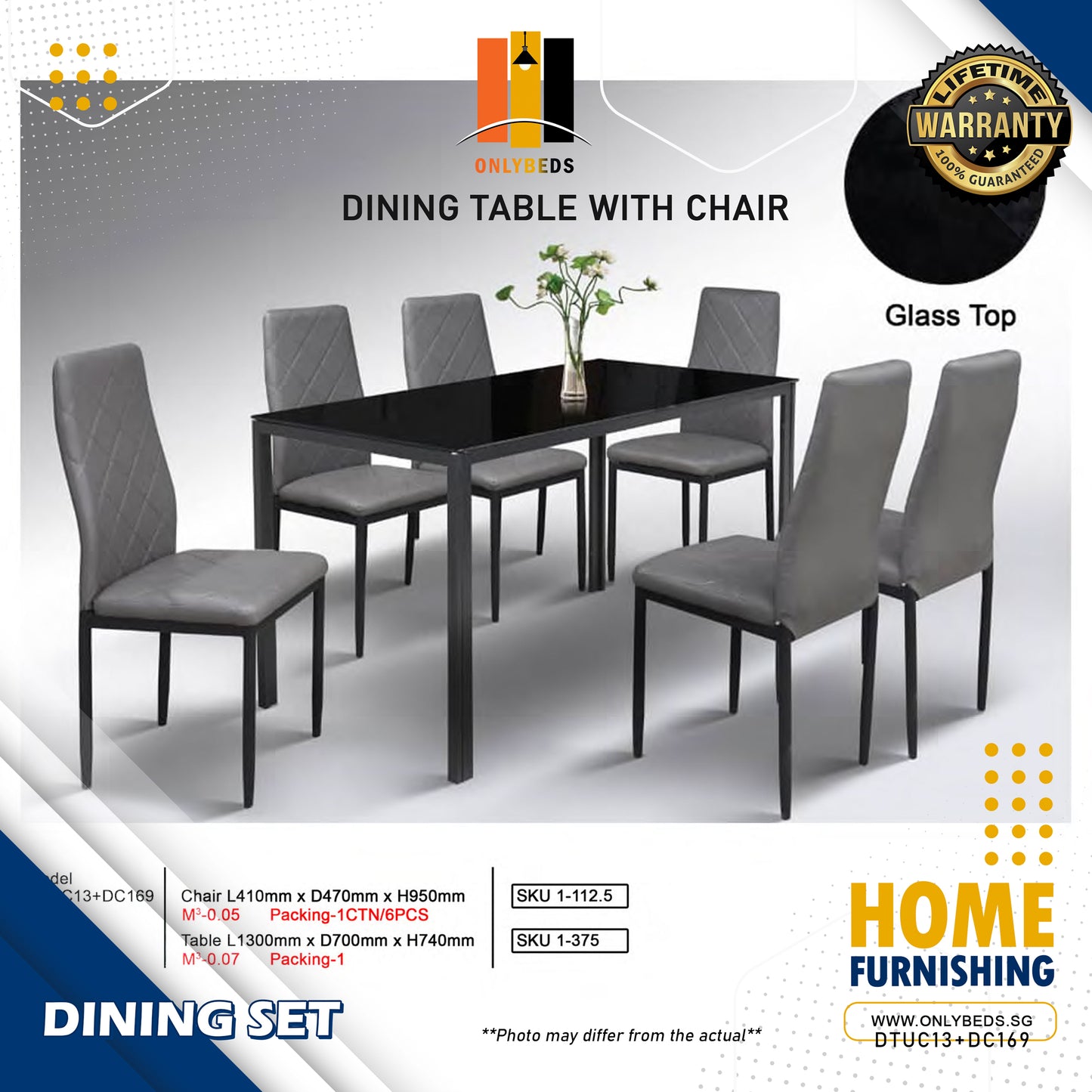 Dining Table with Chair (Dining Set) | DTUC13+DC169