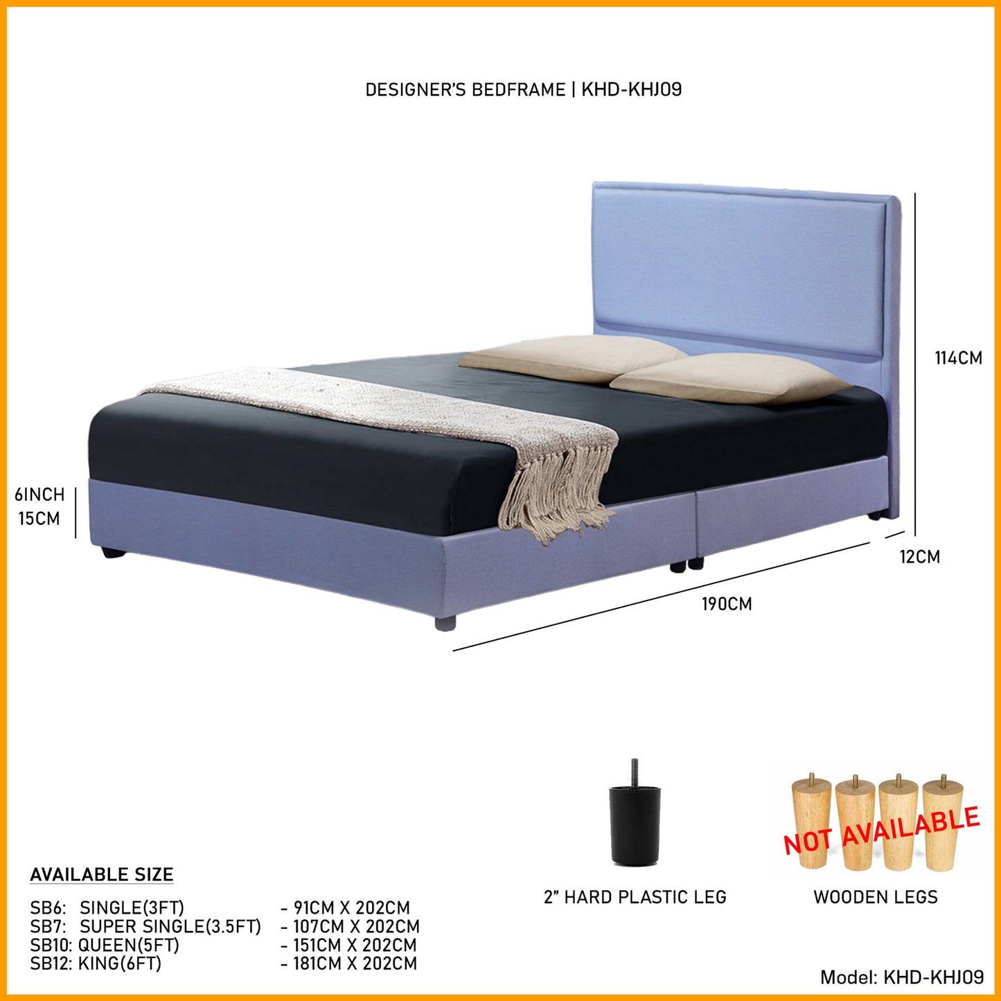 Storage Bedframe with Headboard only With Euro Top Foam Mattress l KHJ09