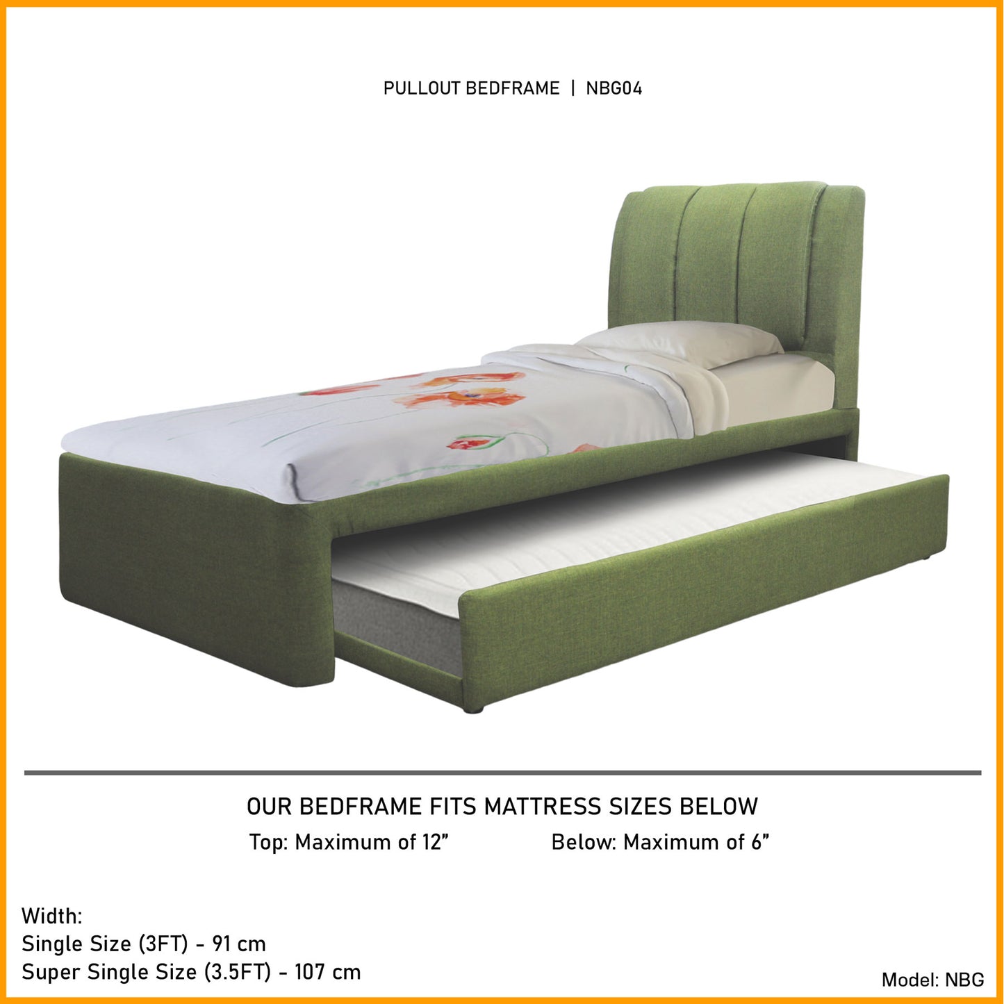 Pullout Bedframe 3in1 with Foam Mattress | NBG04