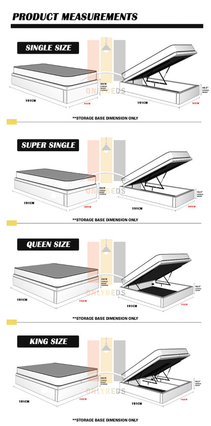 Storage Bedframe with Headboard only With Euro Top Foam Mattress l 10-KHB-KHJ06 l Cat A