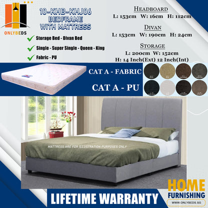 Storage Bedframe with Headboard only With Euro Top Foam Mattress l 10-KHB-KHJ06 l Cat A