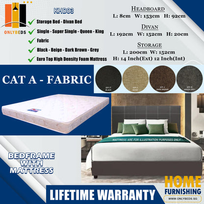 Divan Bedframe With Euro Top Foam Mattress l KHD03 l Cat A