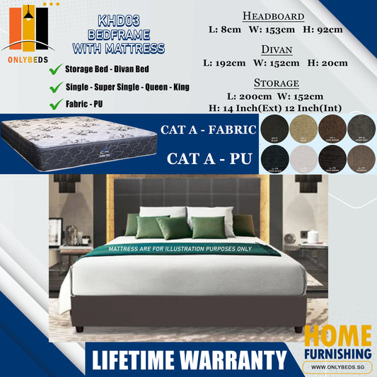 Divan Bedframe With Scotland Firme Spring Mattress l KHD03 l Cat A