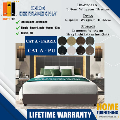 Divan Bedframe with Headboard l KHD03 l Cat A