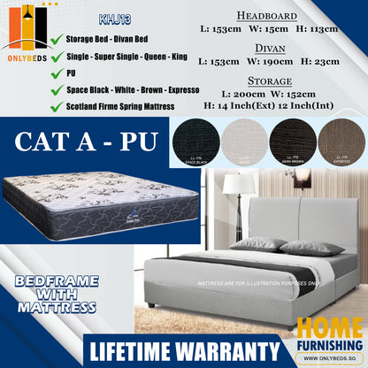 Storage Bedframe With Scotland Firme Spring Mattress l KHJ13 l Cat A