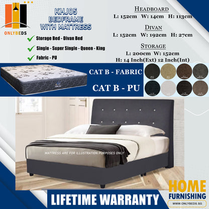 Storage Bedframe With Scotland Firme Spring Mattress l KHJ05 l Cat B