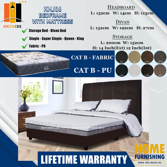 Storage Bedframe With Scotland Firme Spring Mattress l KHJ06 l Cat B