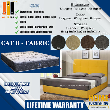 Storage Bedframe With Scotland Firme Spring Mattress l KHJ18 l Cat B