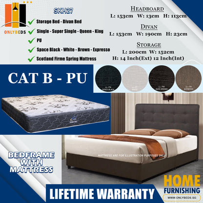 Divan Bedframe With Scotland Firme Spring Mattress l SKH27 l Cat B