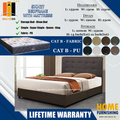 Storage Bedframe With Scotland Firme Spring Mattress l SKH27 l Cat B