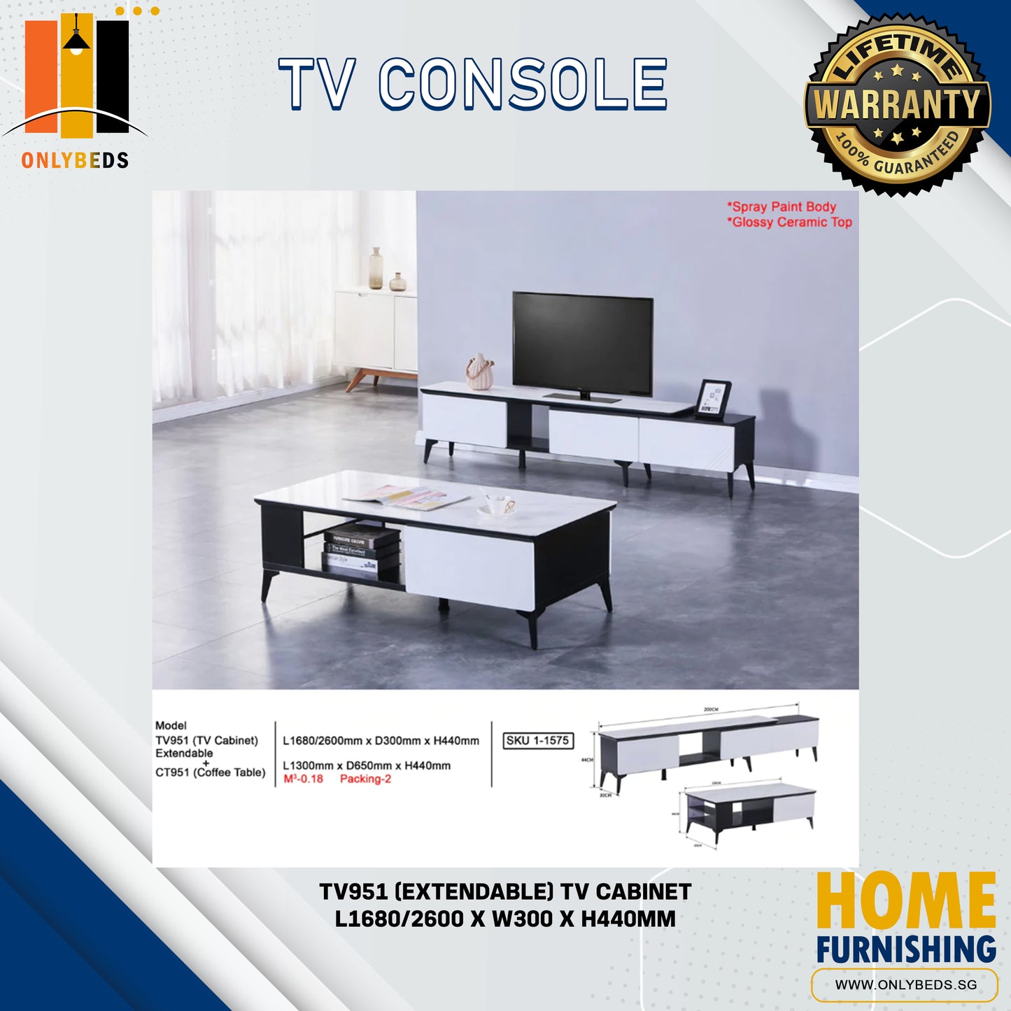 ONLYBEDS | TV Console | TV951 (Extendable)