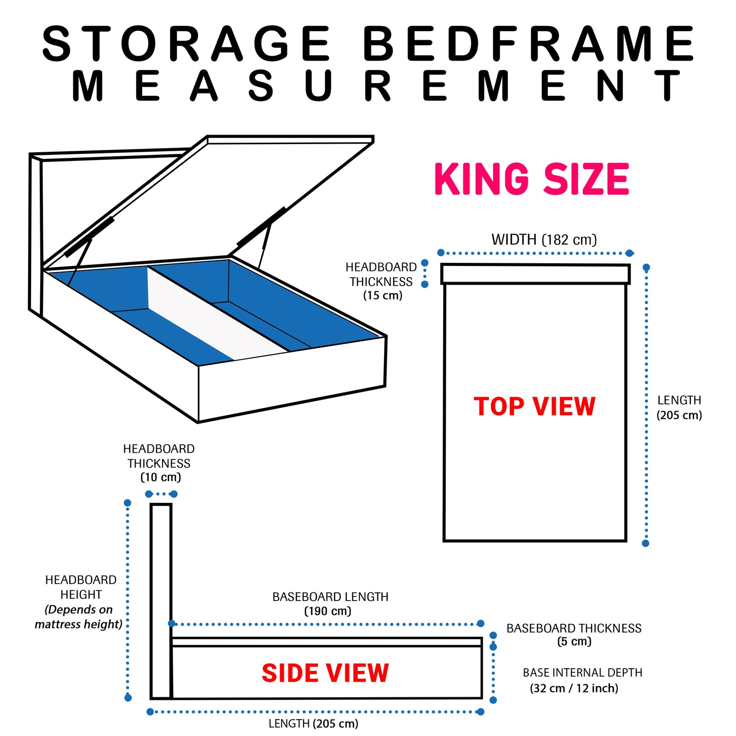 Storage Bedframe with Headboard only l KHJ03