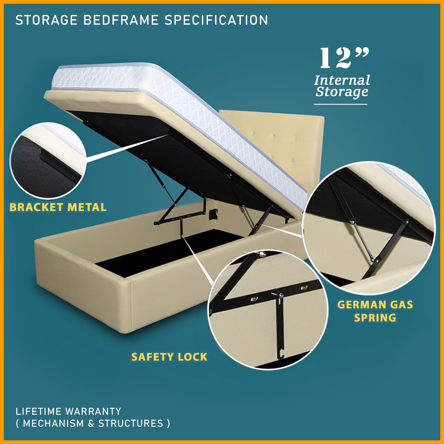 Storage Bedframe with 10" Spring Mattress | 88