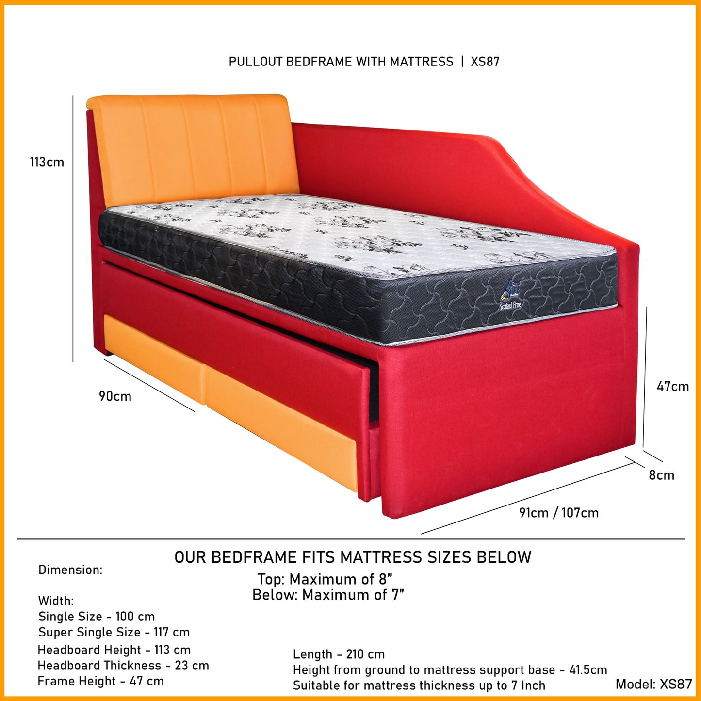 Pullout Bedframe 5in1 with Mattress | MLS87
