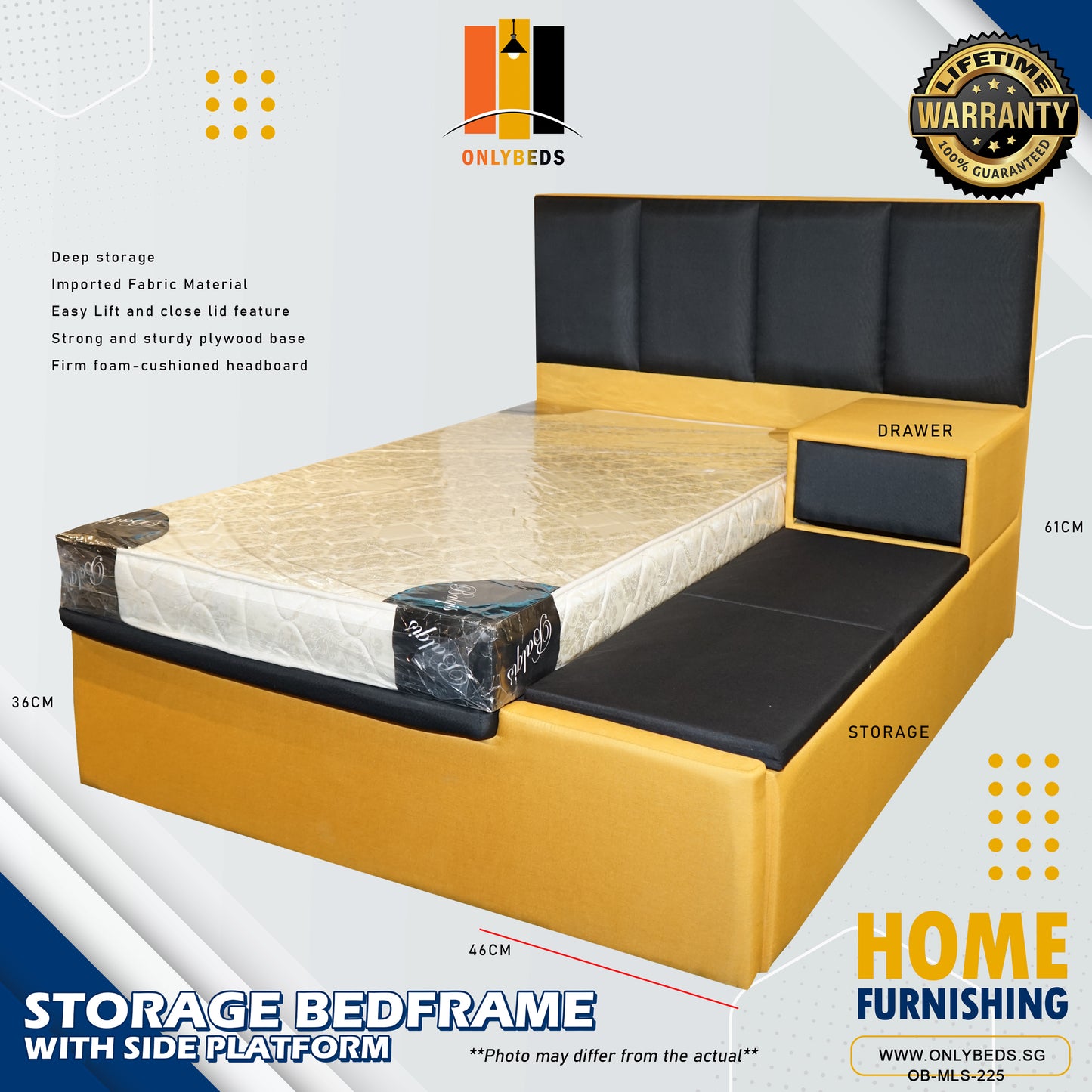 Storage Bedframe with Side Platform | MLS 225